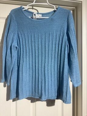 Charter Club NWT Light Blue Women's Ribbed Crewneck  Knit Sweater